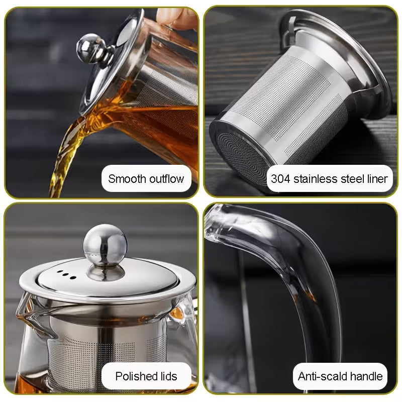 Glass Teapot with Stainless Steel Filter & Lid – 750ml