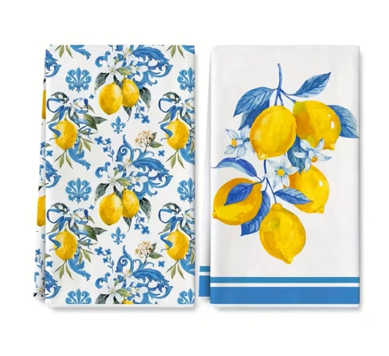 Mediterranean Lemon Tea Towel Set – Set of two