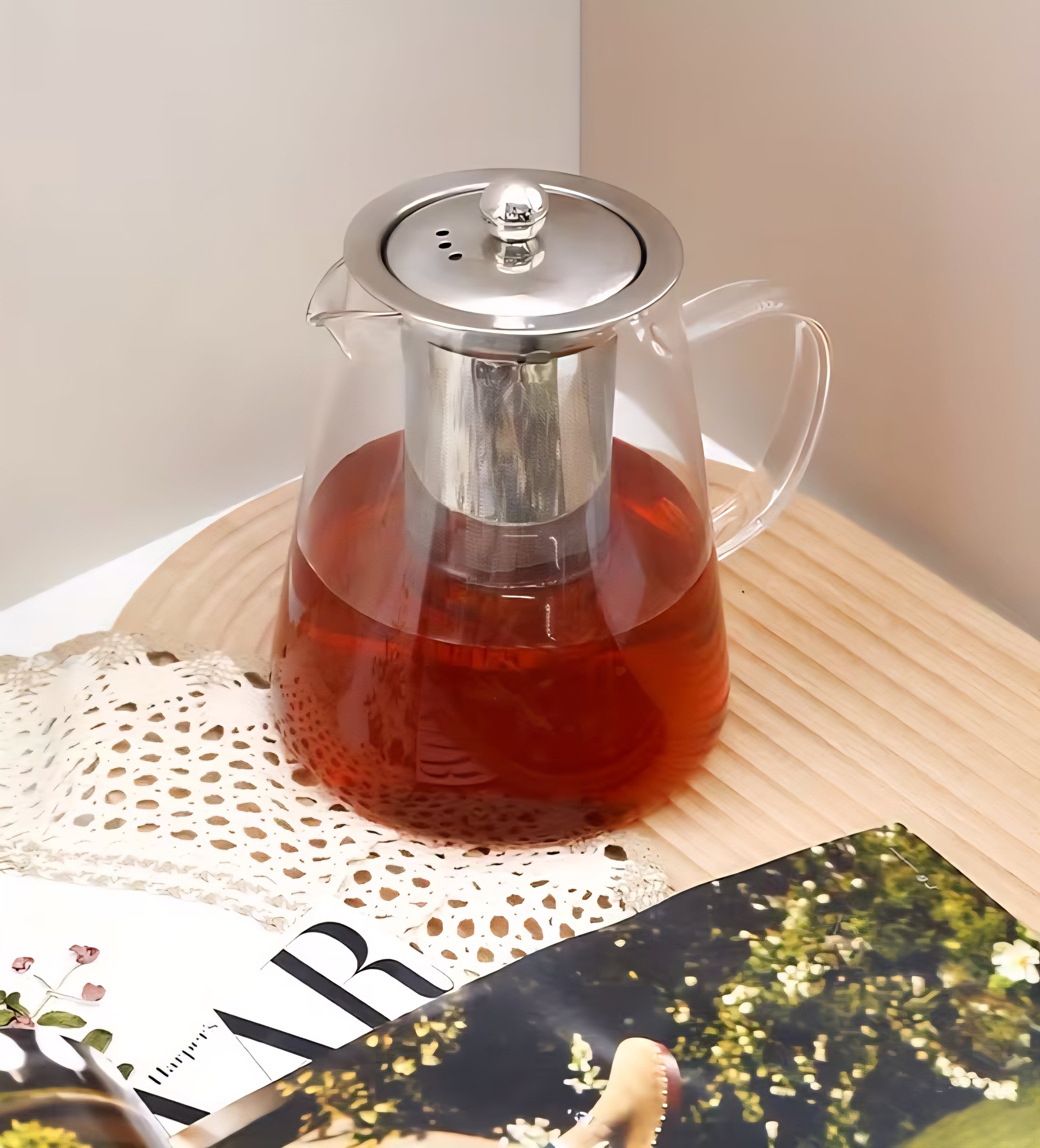 Glass Teapot 950ml with Stainless Steel Lid