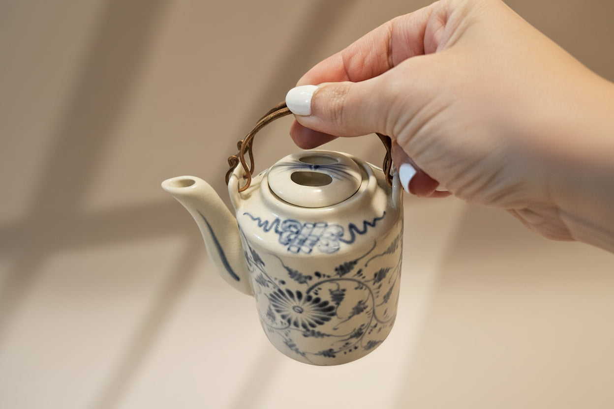 Vietnamese Ceramic Teapot 120ml Blue Pattern
