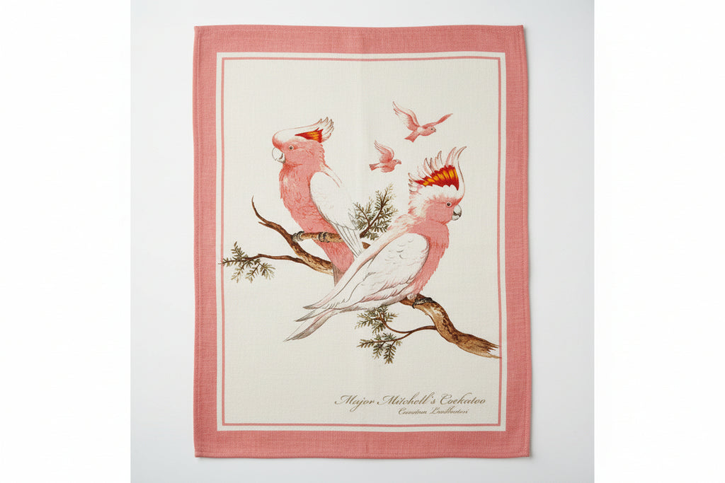 Linen Blend Tea Towel Cockatoo