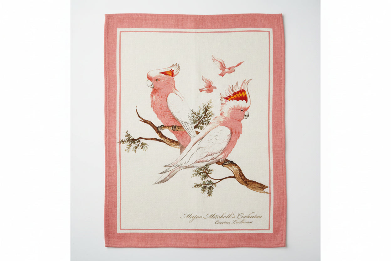 Linen Blend Tea Towel Cockatoo