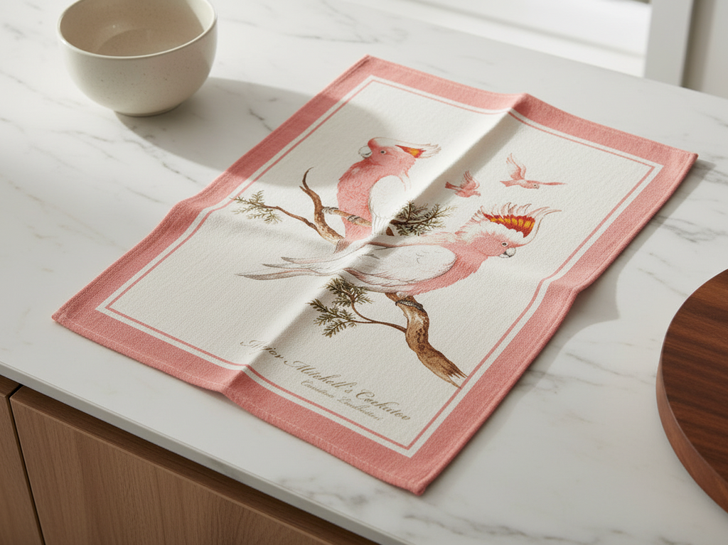 Linen Blend Tea Towel Cockatoo