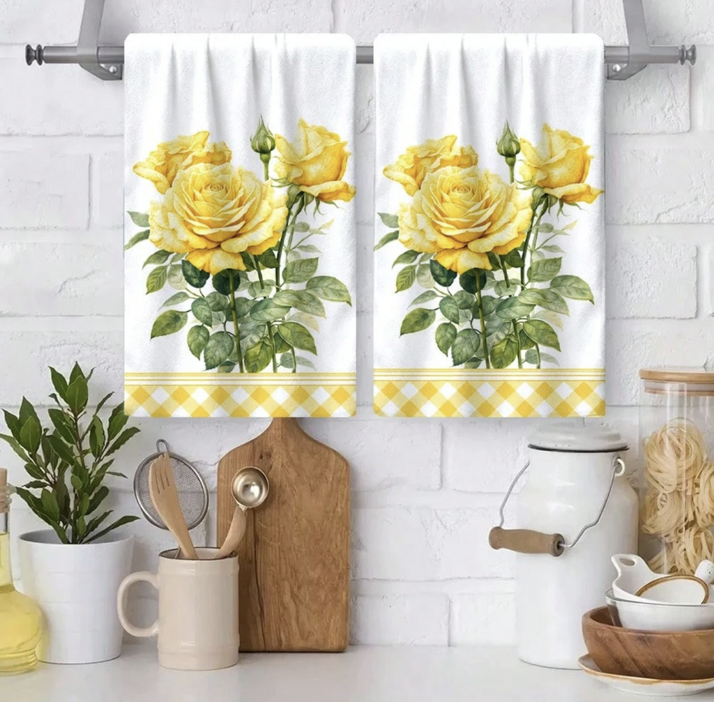 Golden Rose Tea Towels — Set of Two