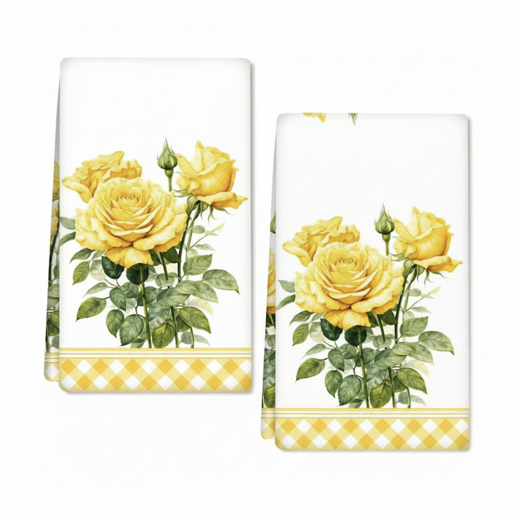 Golden Rose Tea Towels — Set of Two