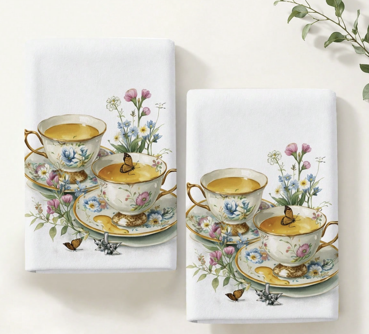 Afternoon Tea Garden Tea Towels — Set of Two