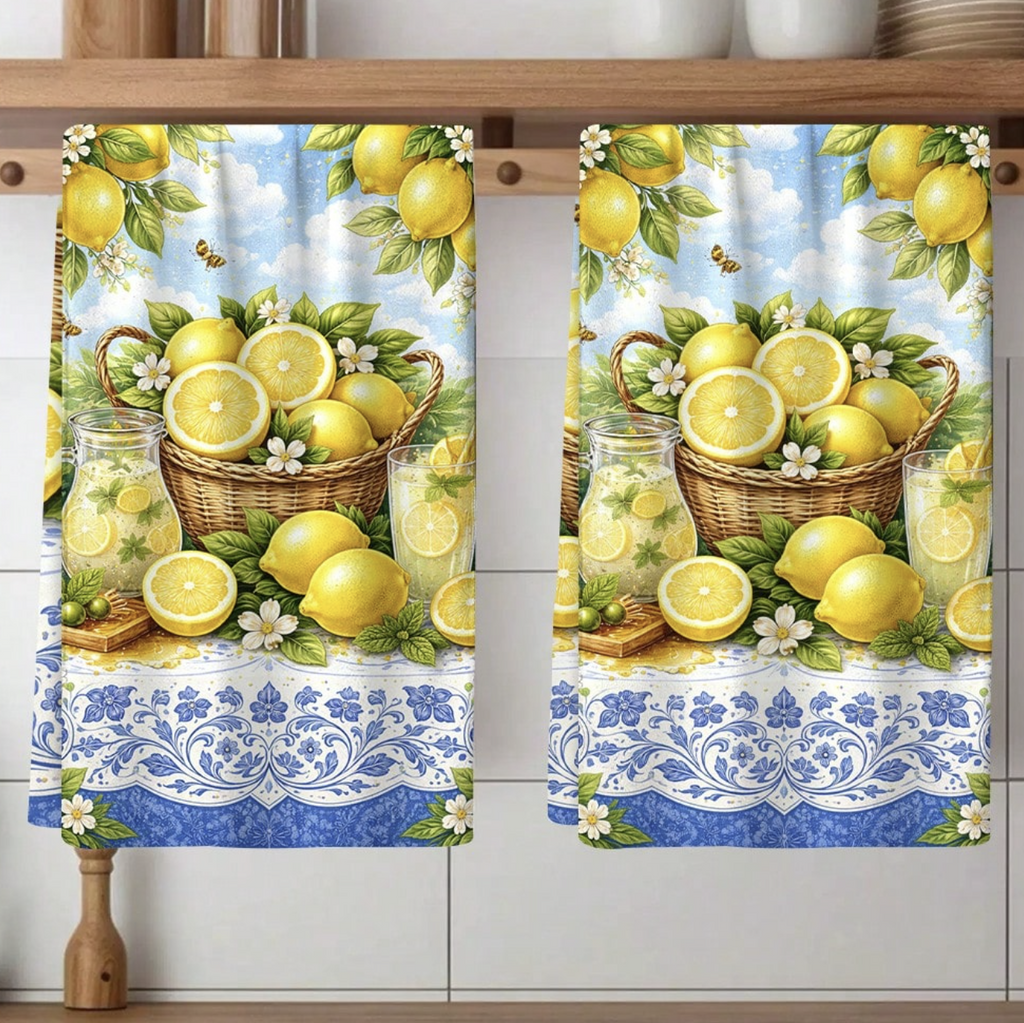 Limone Blu Tea Towels — Set of Two