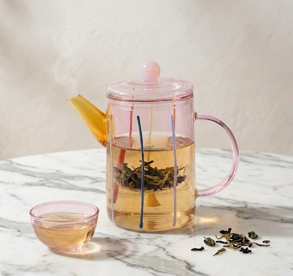 Retro Glass Teapot for 2