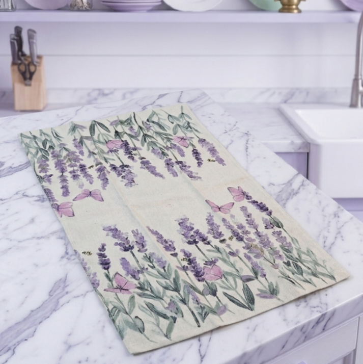 Lavender & Butterfly Tea Towel – 100% Cotton