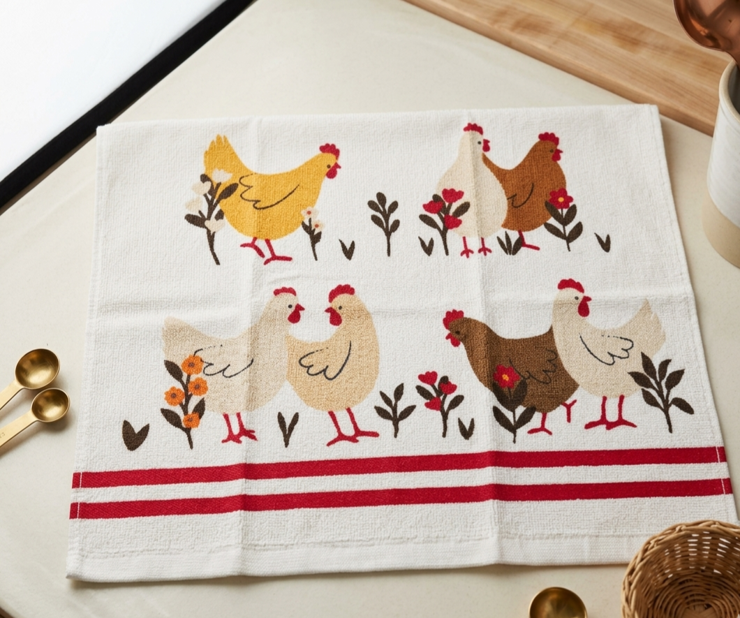 Chicken Print Tea Towel