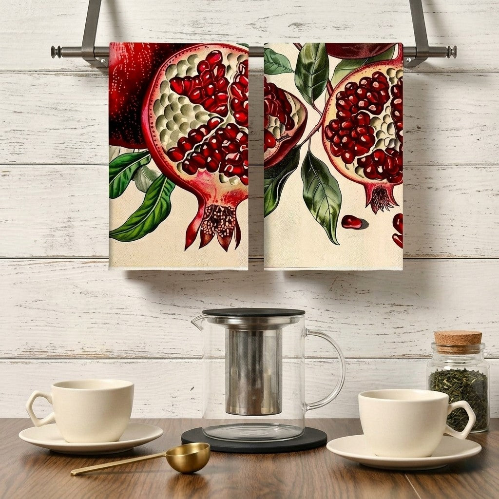 Pomegranate Tea Towels — Set of Two