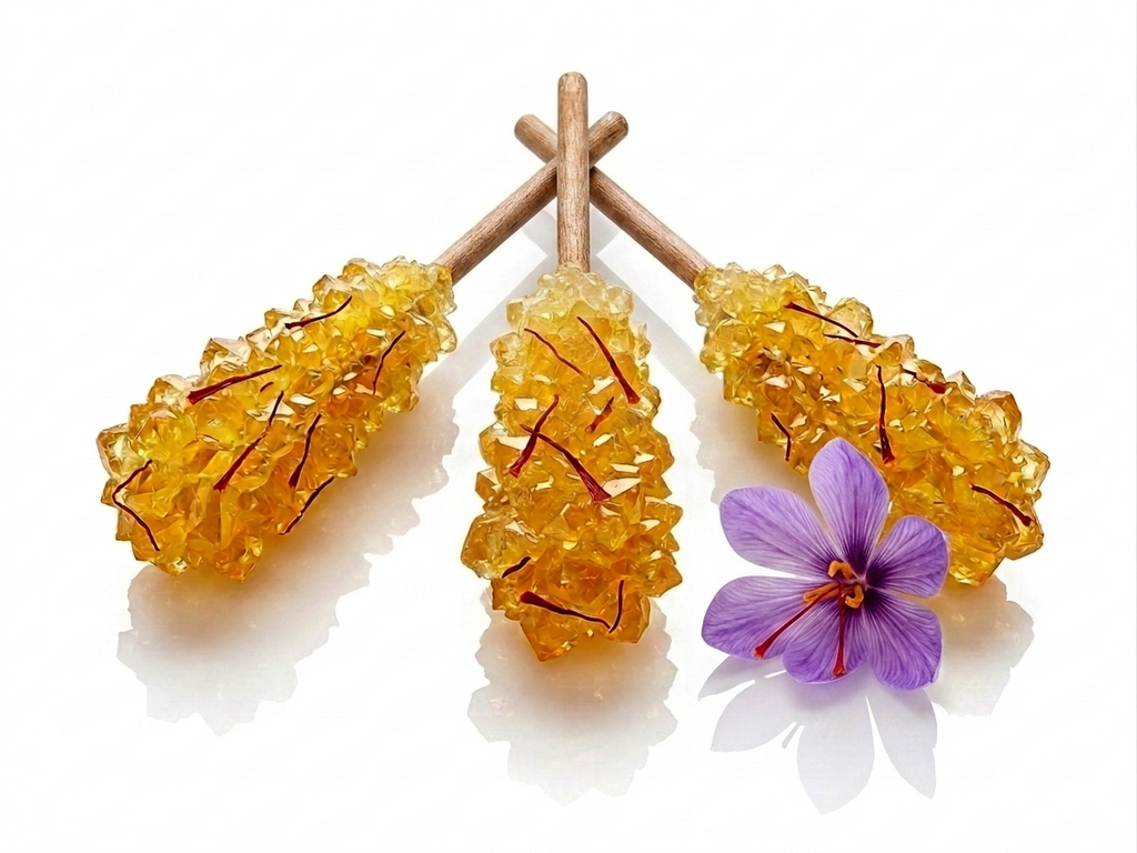 Saffron Rock Candy - 3 sticks